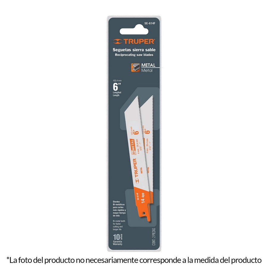 SEGUETAS P/SIERRA RECIPROCA METAL 24DPP 6PULG TRUPER 10797