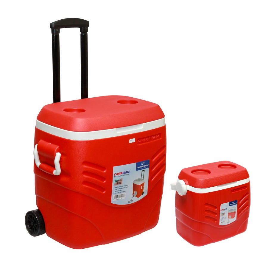 COMBO HIELERA PRINCE C/RUEDAS 28LTS + 1 HIELERA 8LTS