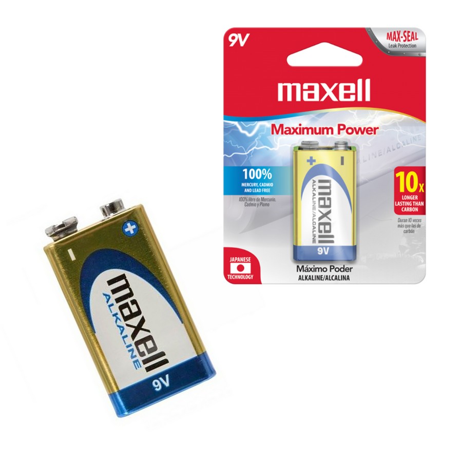 PILA ALCALINA CUADRADA 9V MAXELL 9V-1BP (UNIDAD)